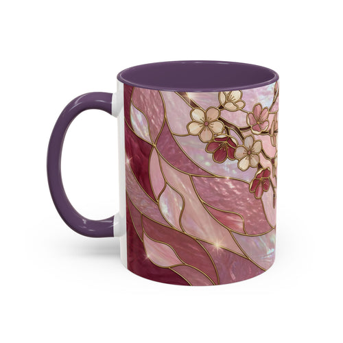 Pink Blossom Hummingbird Stained Glass Style Mug