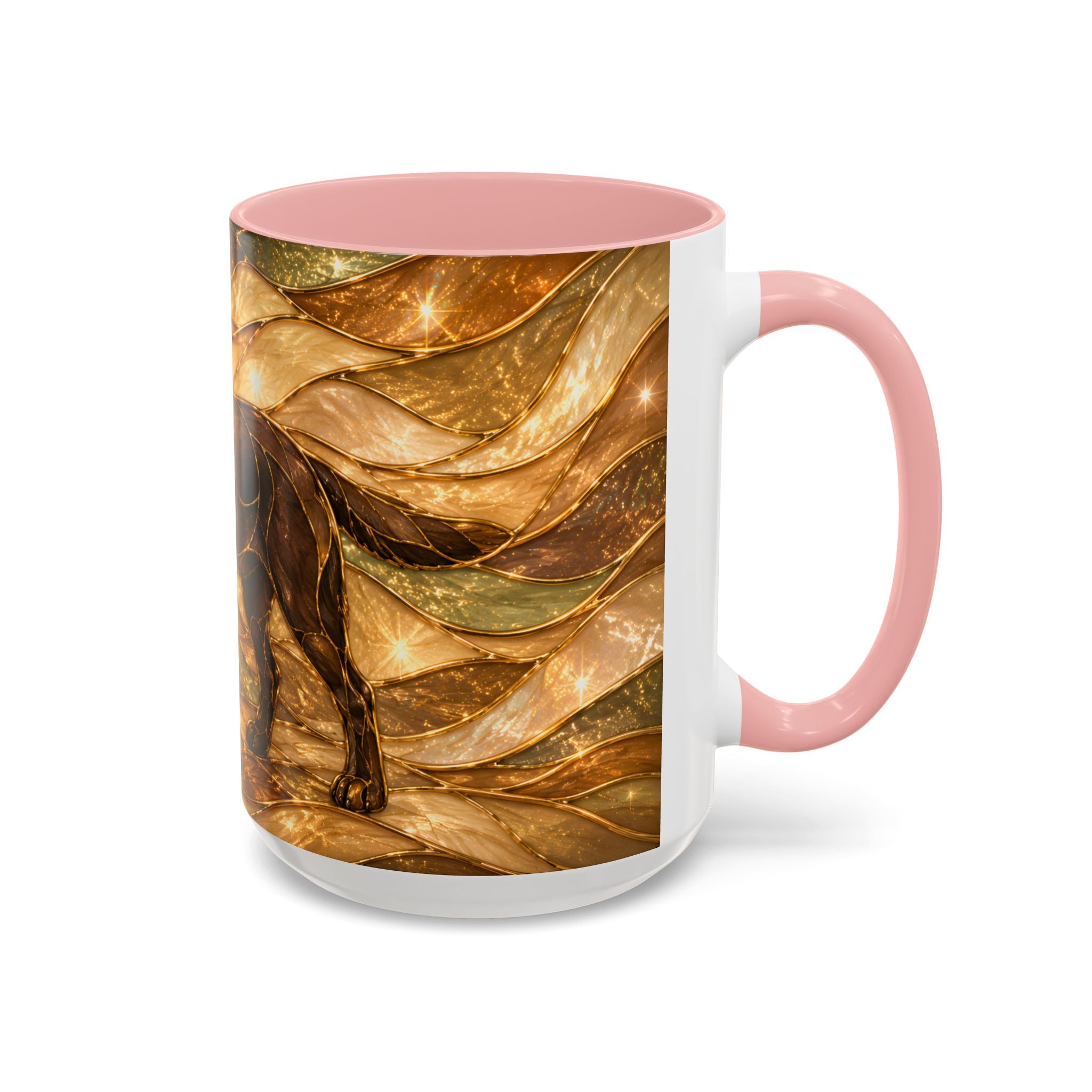 Honey Glow Chocolate Labrador Retriever Stained Glass Style Mug