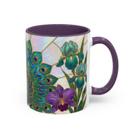 Floral Peacock Stained Glass Style Mug