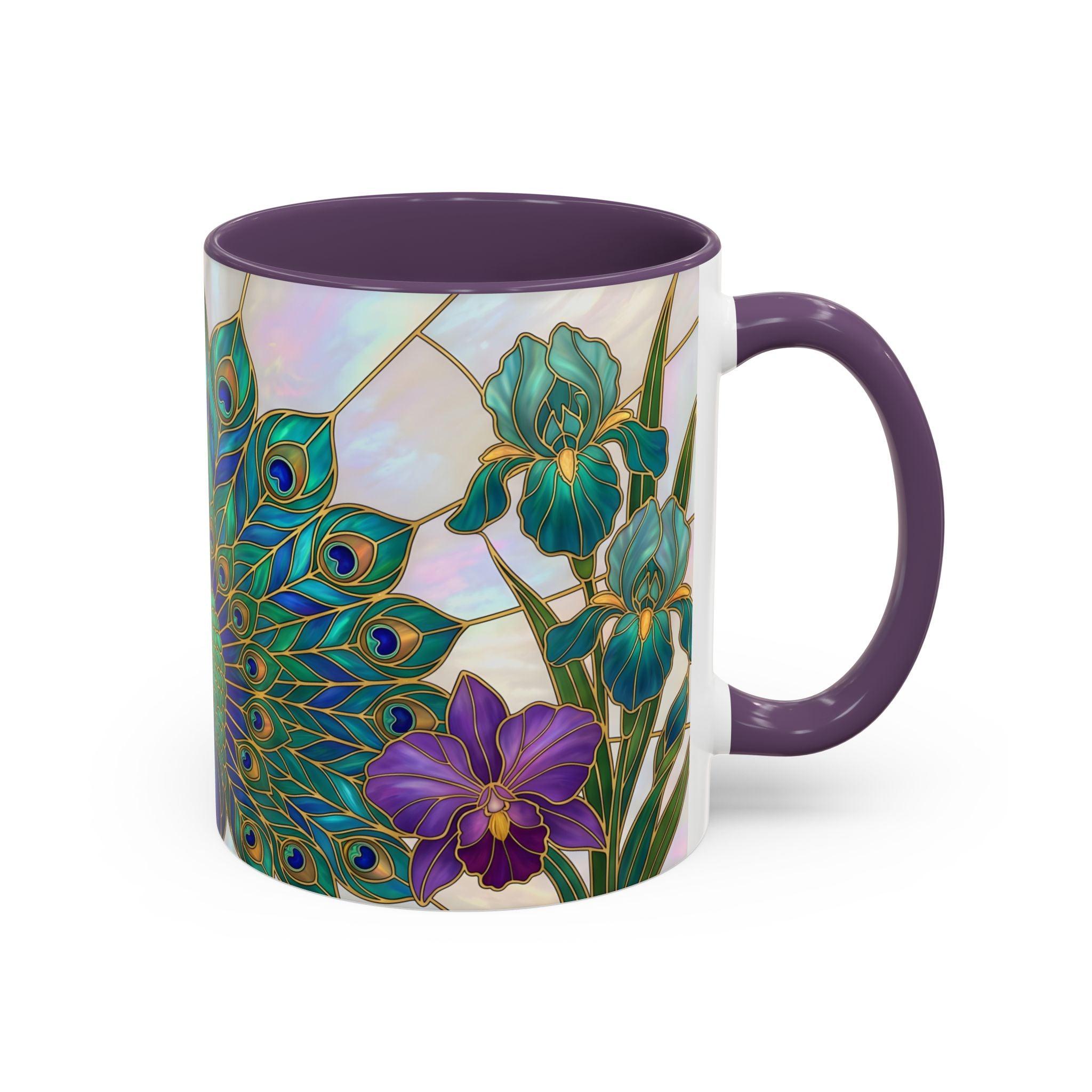 Floral Peacock Stained Glass Style Mug