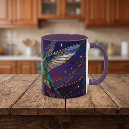 Sunset Sky Hummingbird Stained Glass Style Mug