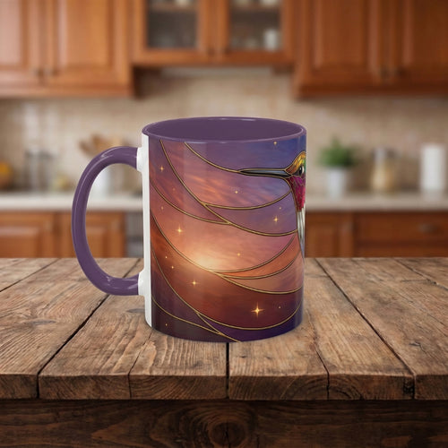 Sunset Sky Hummingbird Stained Glass Style Mug