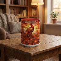 Sunset Peacock Stained Glass Style Mug