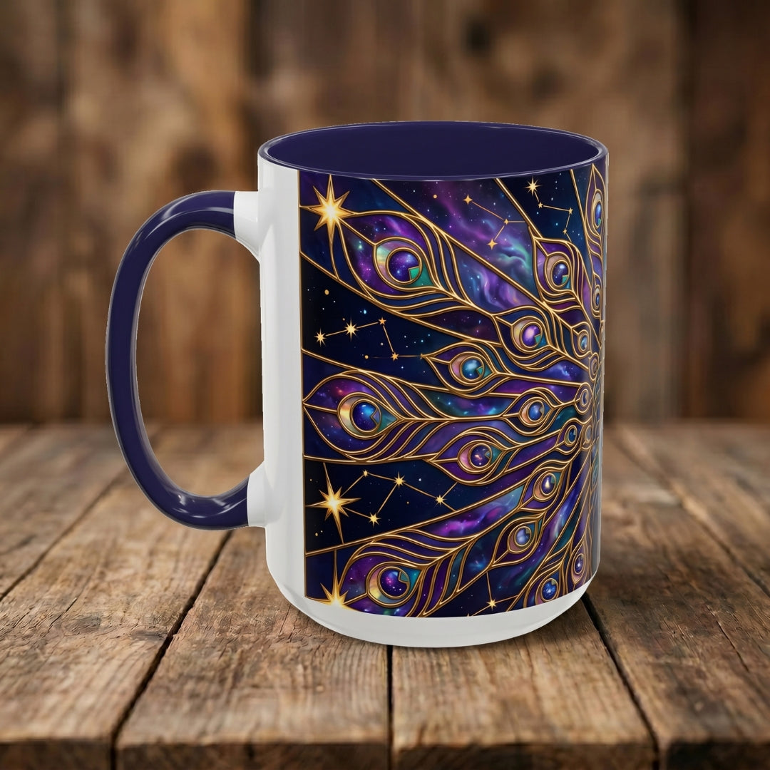 Celestial Peacock Stained Glass Style Mug