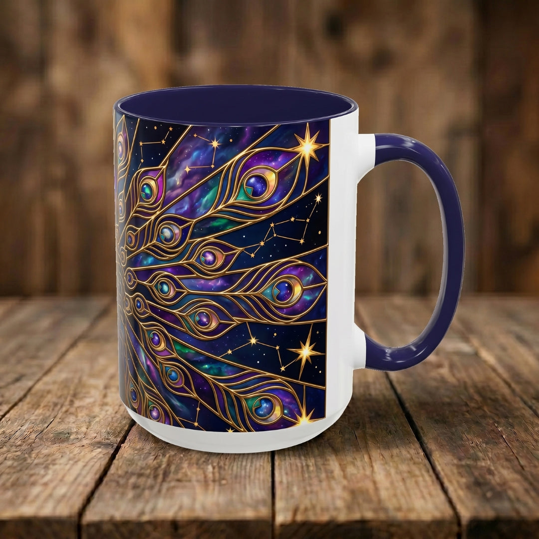 Celestial Peacock Stained Glass Style Mug
