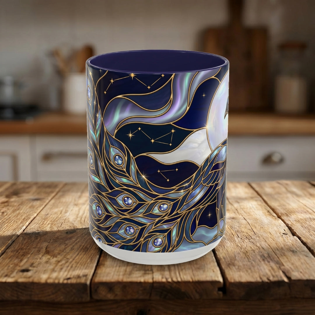 Lunar Peacock Stained Glass Style Mug