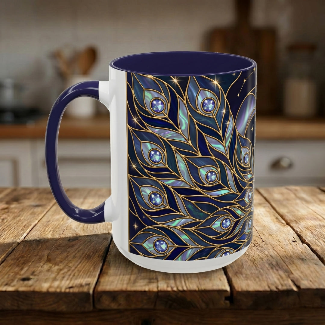 Lunar Peacock Stained Glass Style Mug