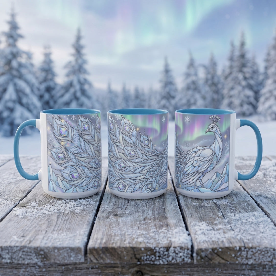 Aurora Peacock Stained Glass Style Mug