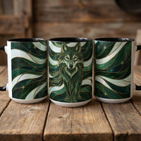 Jade Wolf Stained Glass Style Mug