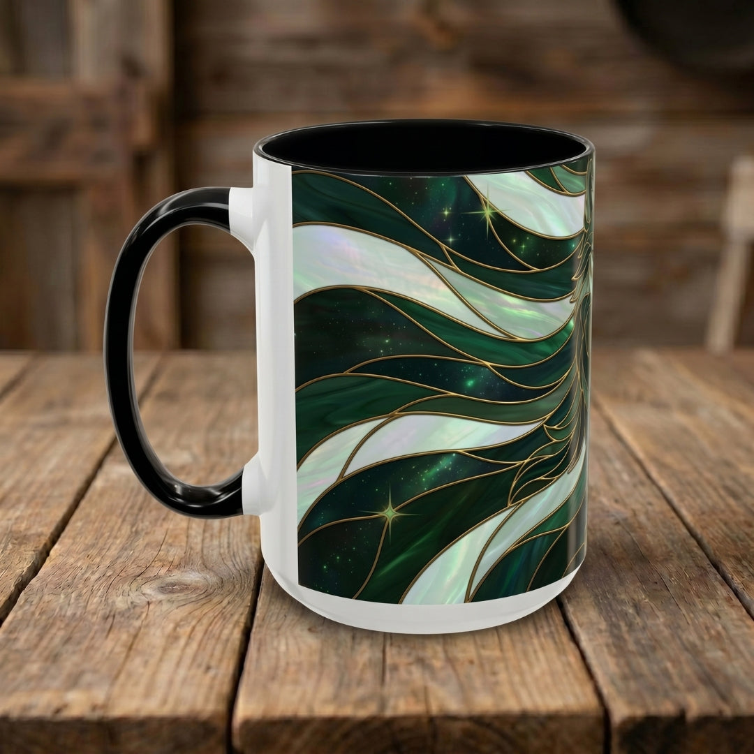 Jade Wolf Stained Glass Style Mug