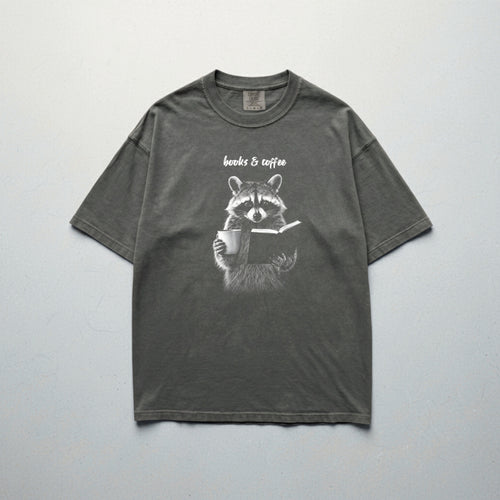 Books & Coffee Raccoon Comfort Colors® T-Shirt