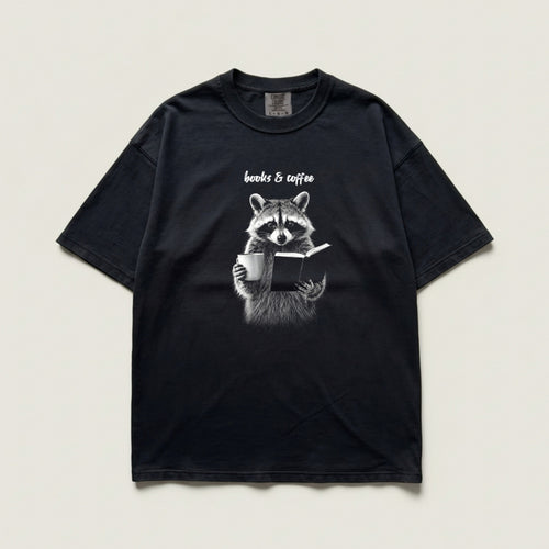 Books & Coffee Raccoon Comfort Colors® T-Shirt