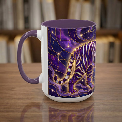 Celestial Purple Tiger Stained Glass Style Mug