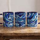 Cobalt Wolf Run Stained Glass Style Mug